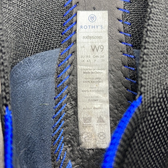 Rothy's The Point Black/Blue Trim Ballet Flats Sz 9 - Picture 9 of 9